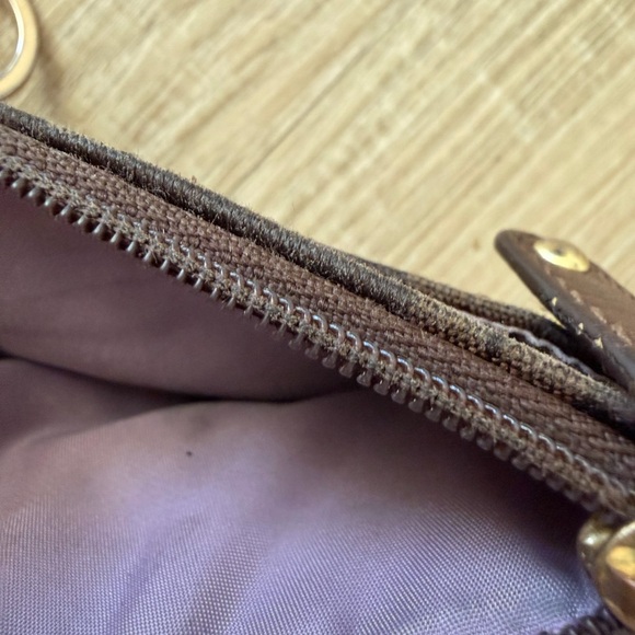 Coach Brown Circle Pattern Keychain Wallet - Picture 3 of 5